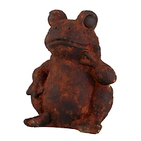 16" Rust Stone Frog Garden Sculpture