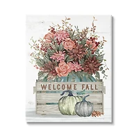 Stupell Industries Welcome Fall Seasonal Blooms Canvas Wall Art