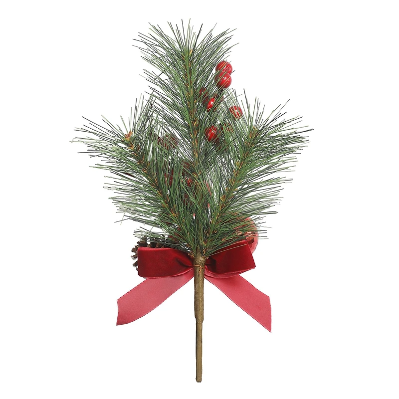 12" Red Berry, Ball Ornament & Pine Pick with Red Velvet Bow by Ashland®
