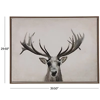 Brown Canvas Deer Gazing Framed Wall Art with Wood Frame