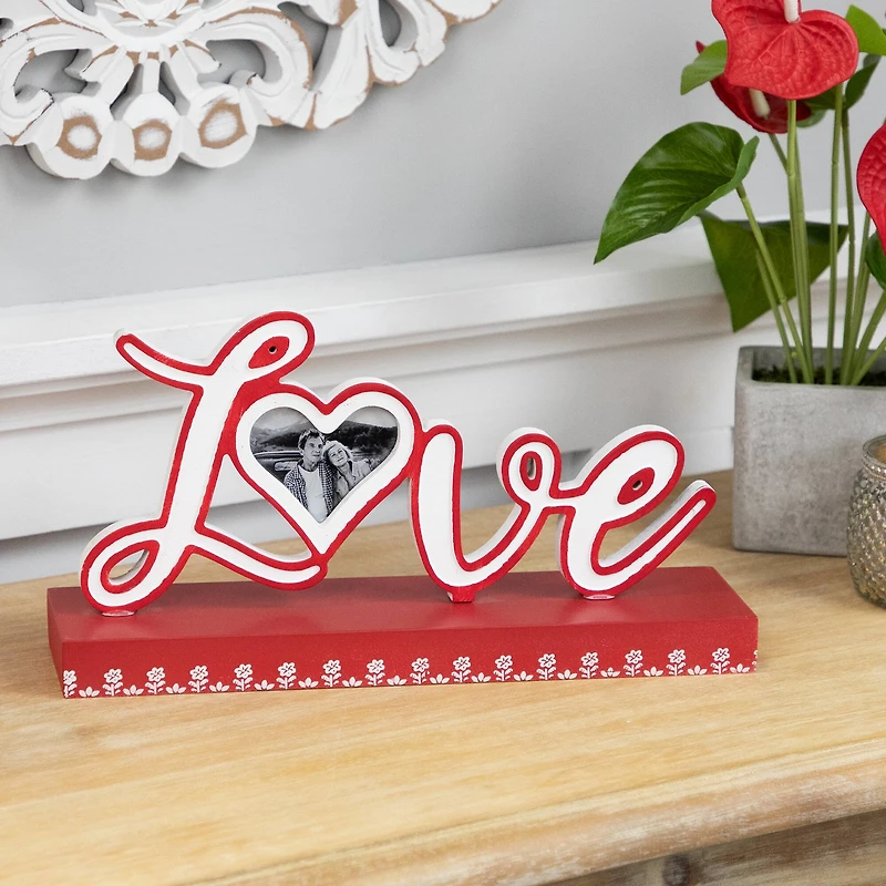 12" Valentine's Day Heart & Floral "Love" Photo Frame