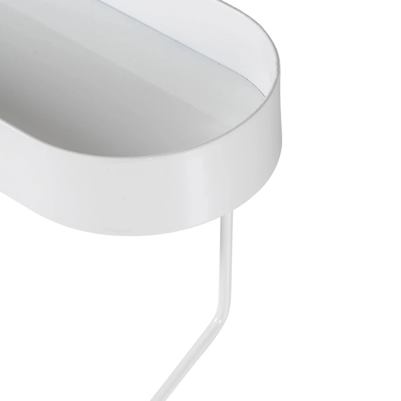 Honey Can Do White Wall Mounted Bathroom Shelf with Towel Bar & Oval Top Tray