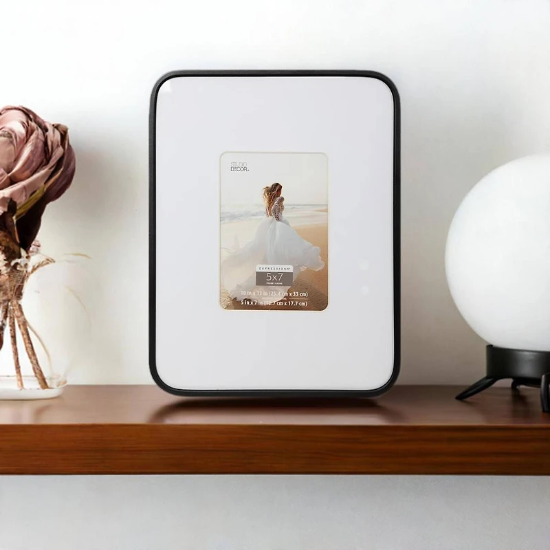 Expressions™ 5" x 7" Black Rounded Frame with Mat by Studio Décor®