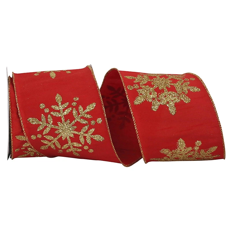 JAM Paper 4" x 10yd. Wired Snowflake Grand Ribbon