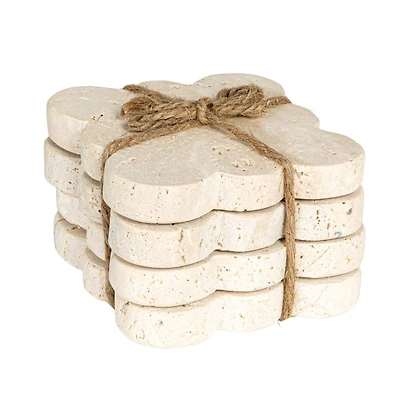 Hello Honey Tuscan Elegance Travertine Coaster Set, 4ct.