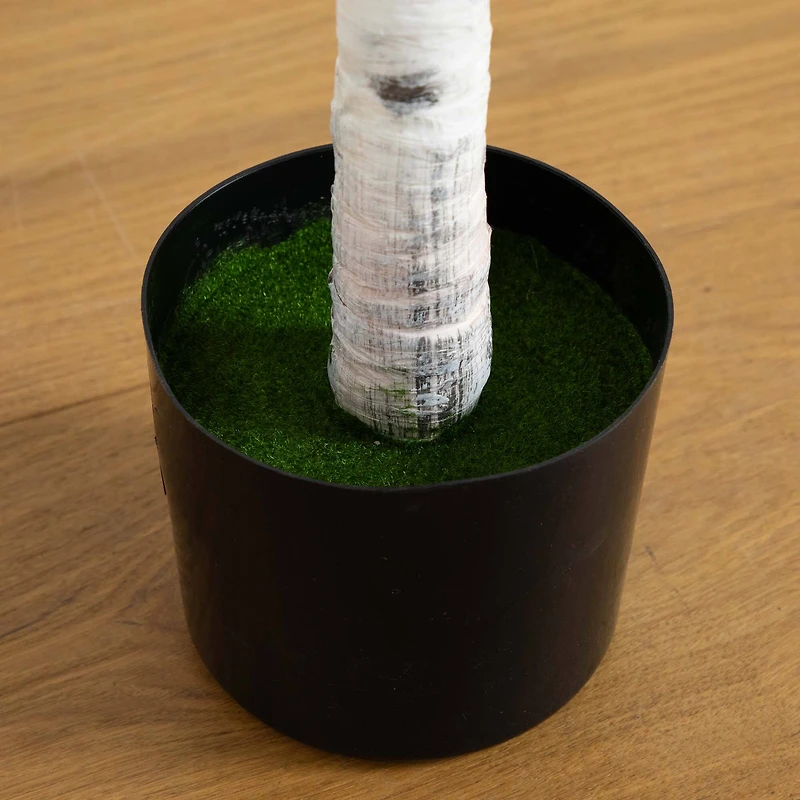 5ft. Potted Pre-Lit Artificial Birch Tree with Warm White LED Lights