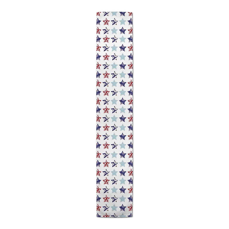 Floral Stars Pattern Cotton Twill Runner