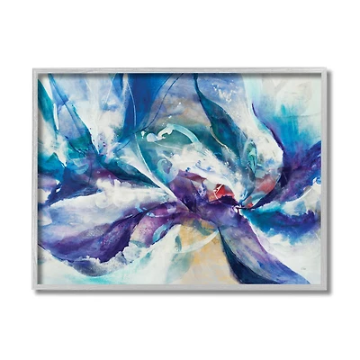 Stupell Industries Underwater Scene Abstract Swirling Blue Purple Details in Gray Frame Wall Art