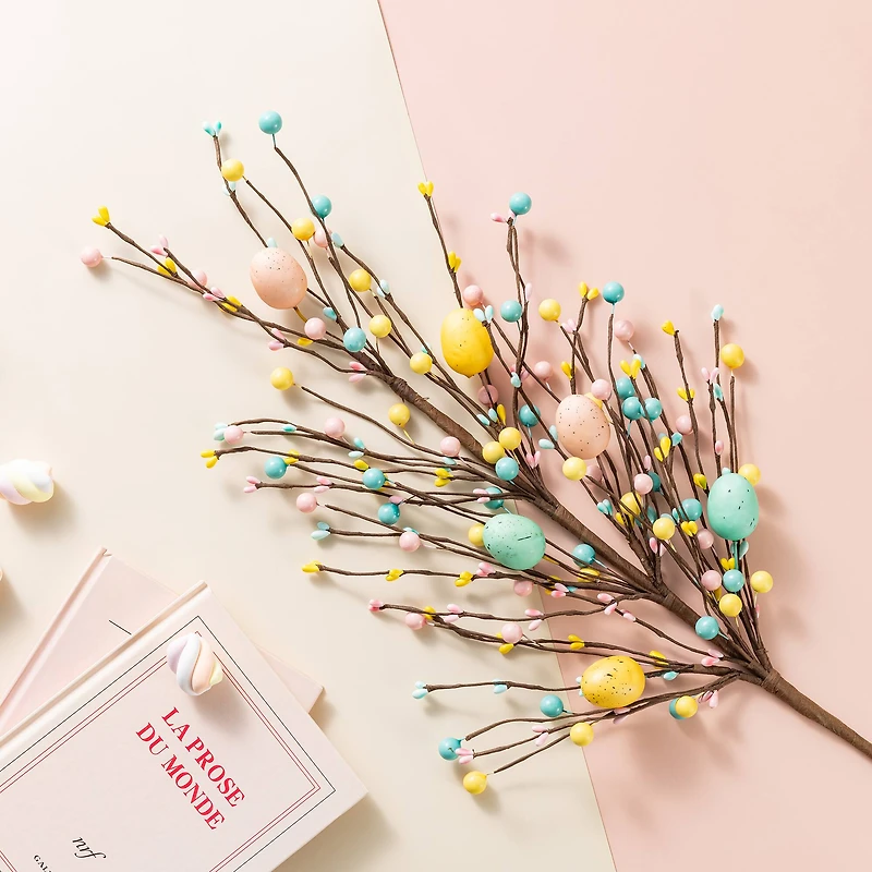 Glitzhome® 28" Easter Berries & Eggs Picks Set