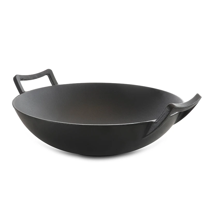 General Store Addlestone 14" Heavy Duty Cast Iron Wok with Wood Lid