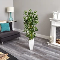 4.5ft. Artificial Bamboo Tree in White Tower Planter