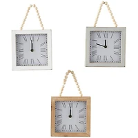 12" White Wood Wall Clock with Rope Strap Set