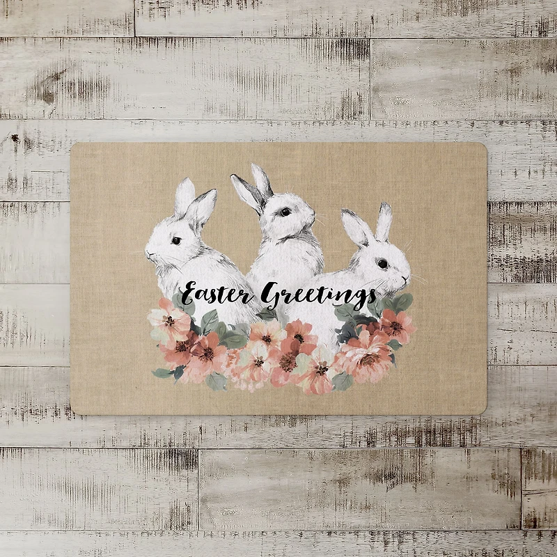 Sketched Bunnies On White 27" x 18" Floor Mat