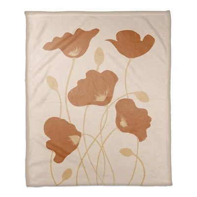 Orange Poppies 50" x 60" Coral Fleece Blanket