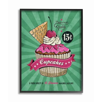 Stupell Industries Cupcakes Vintage Comic Book Wall Art in Black Frame