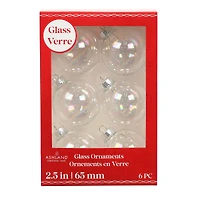 6 Pack 2.5" Iridescent Glass Ball Ornaments by Ashland