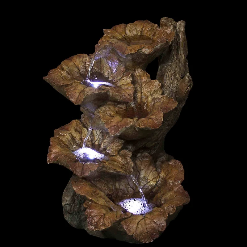 22" LED Wood Design Outdoor Garden Water Fountain