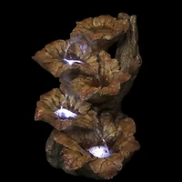 22" LED Wood Design Outdoor Garden Water Fountain