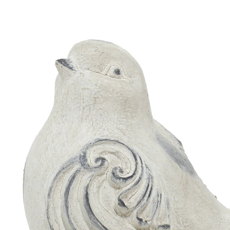 Tan Stone Country Garden Bird Sculpture Set