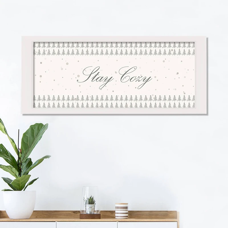 36" Stay Cozy White Framed Print Wall Art