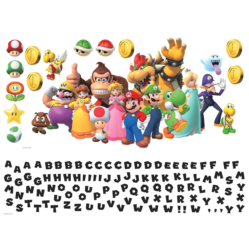 RoomMates Super Mario Giant Peel & Stick Wall Decal with Alphabet