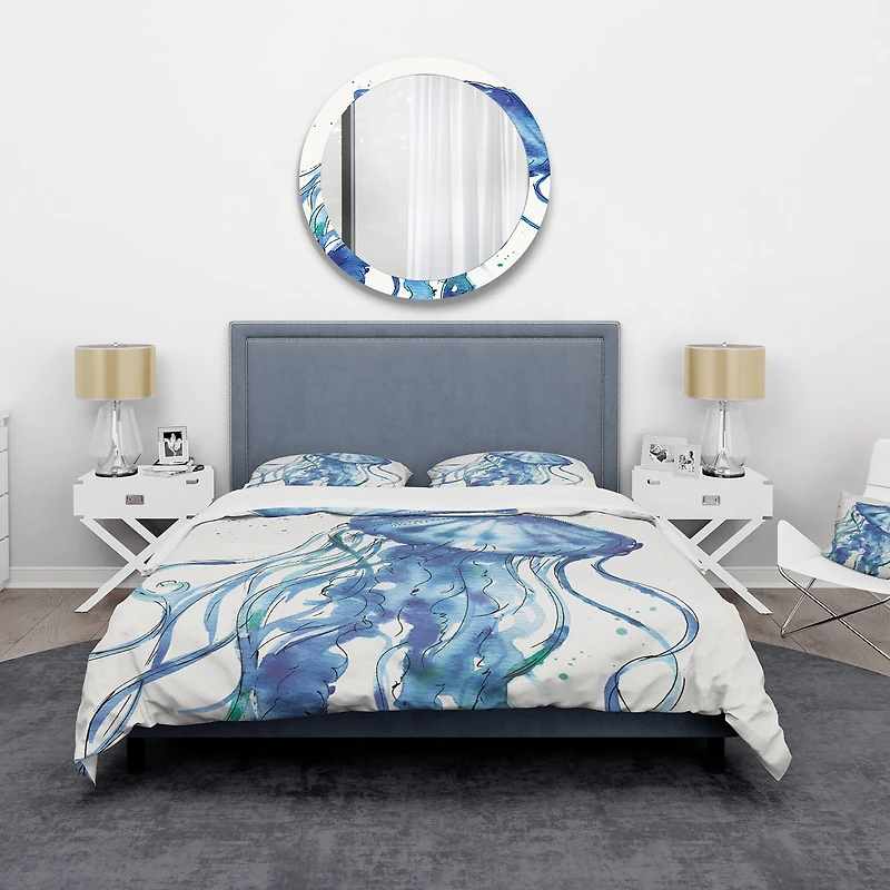 Designart 'Blue Deep Sea X' Coastal Bedding Set