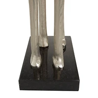 Silver Aluminum Contemporary Giraffe Sculpture Set