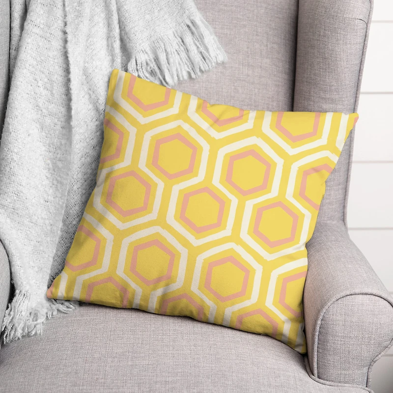 Bright Hexagons Throw Pillow