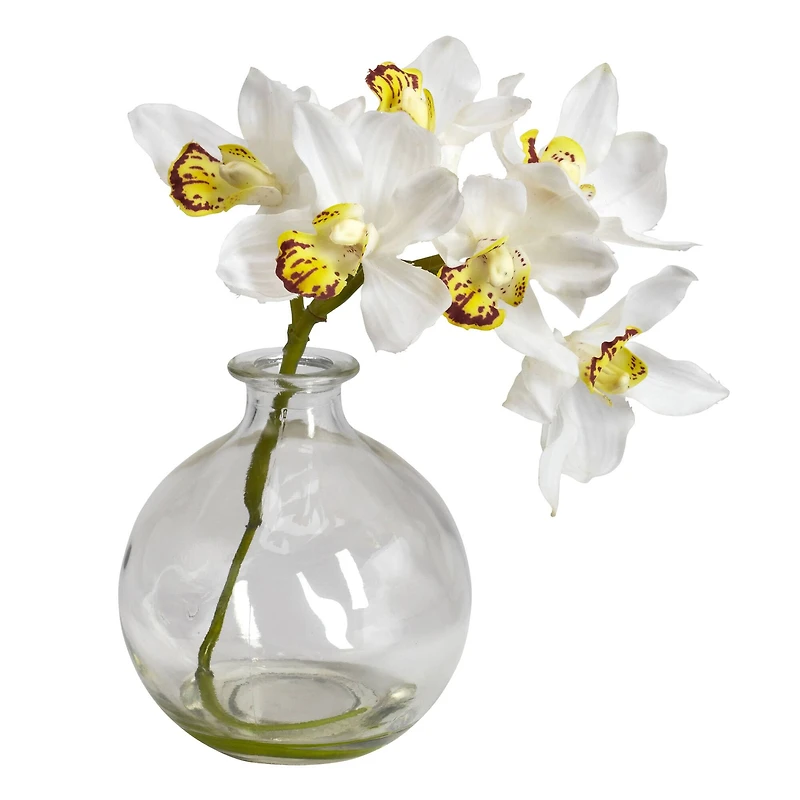 8" Cymbidium Arrangement in Vase, 3ct.