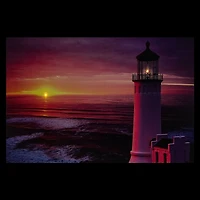 LED Sunset Lighthouse Scene Canvas Wall Art