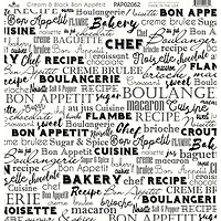 Paper Café Cream & Black Bon Appetit 12" x 12" Cardstock, 15 Sheets
