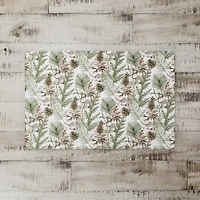 Pinecones & Greenery on White Floor Mat