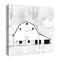 Black And White Distressed Barn 24" x 24" Canvas Wall Art