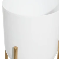 CosmoLiving by Cosmopolitan Set of 2 White Metal Contemporary Planter, 20", 22"