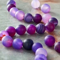 Purple Matte Agate Round Beads by Bead Landing