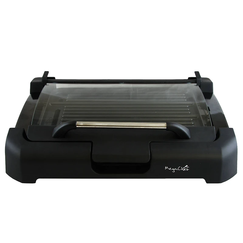 Megachef Reversible Indoor Grill & Griddle With Removable Glass Lid