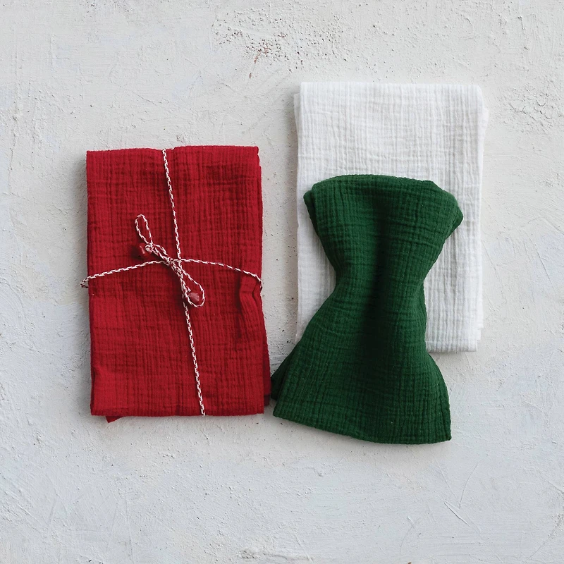 Hello Honey® 28" Green Woven Cotton Double Cloth Tea Towels, 3ct.