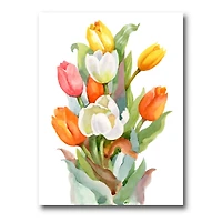 Designart - Blooming White and Orange Tulips Flower