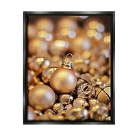 Stupell Industries Gleaming Christmas Ornaments Bells Framed Floater Canvas Wall Art