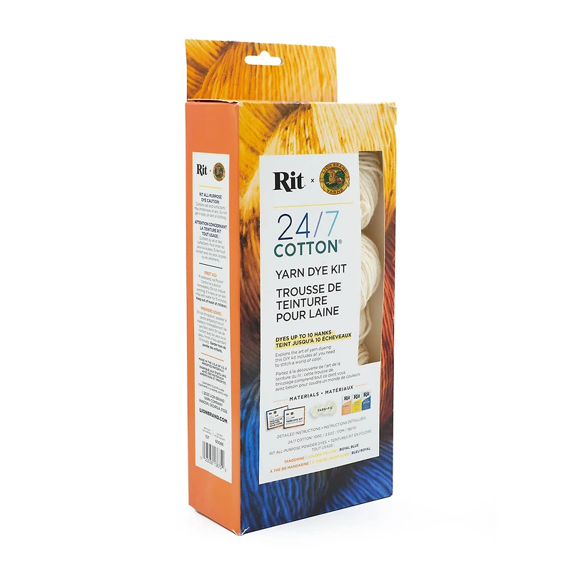 Lion Brand® Yarn Tangerine, Golden Yellow & Blue 24/7 Cotton® Yarn Rit® Kit