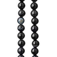 Black Agate Round Beads, 6mm by Bead Landing™