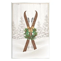 Stupell Industries Winter Skis Holiday Wreath Wall Plaque Art