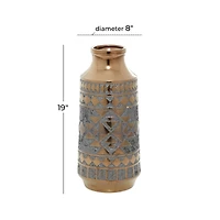 Gold Porcelain Contemporary Vase 18" x 8" x 8"