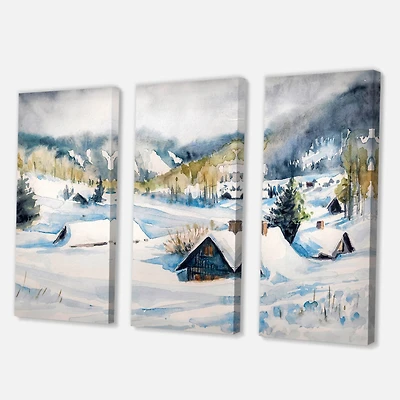 Designart - Mountain Village In Winter
