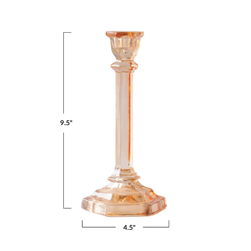 Hello Honey® 9.5" Amber Reclaimed Glass Taper Candle Holder