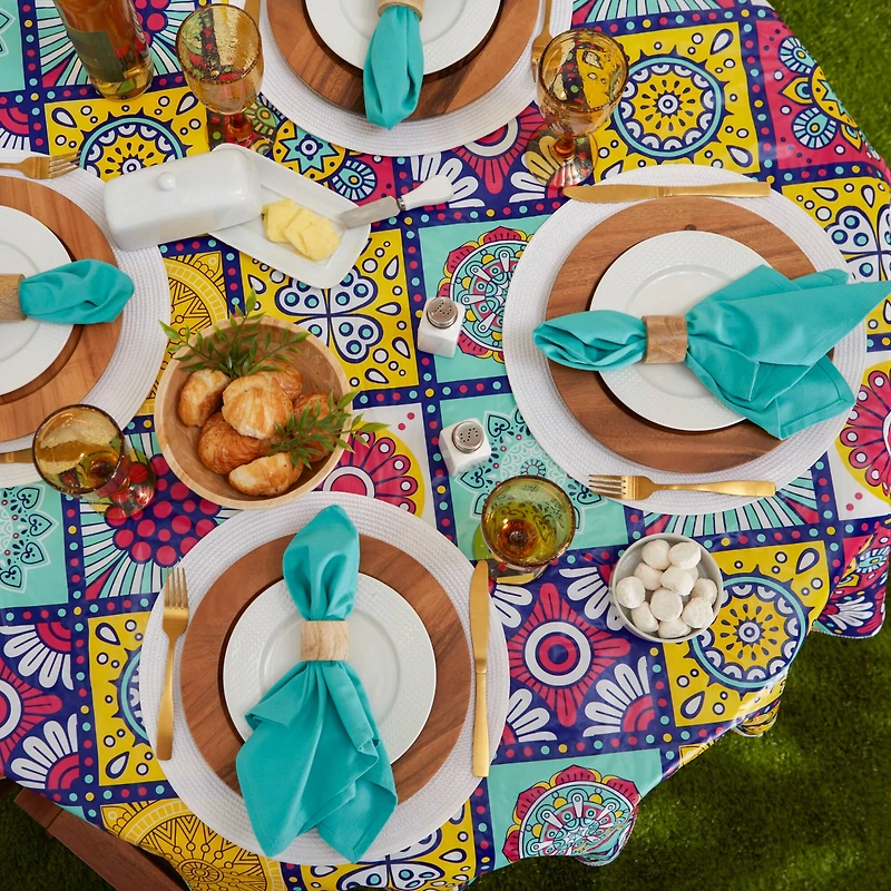 Morocco Summer Vinyl Tablecloth 70" Round