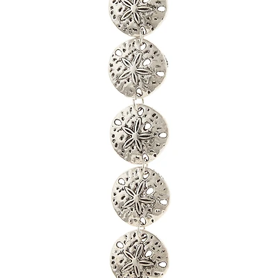 Silver Sand Dollar Metal Beads, 18mm by Bead Landing™