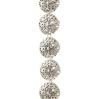 Silver Sand Dollar Metal Beads, 18mm by Bead Landing™