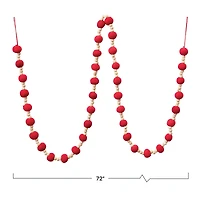 Hello Honey® 6ft. Red Wool Felt Balls & Wood Beads Garland