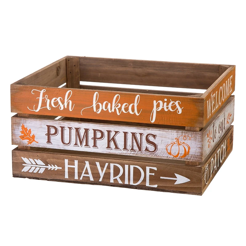 Glitzhome® Wooden Pumpkin Crate Set